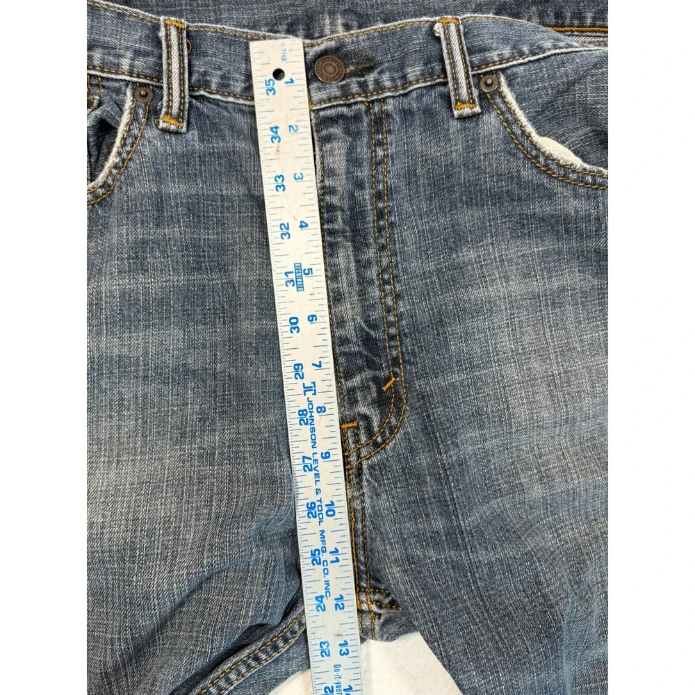 Levis 505 Regular Fit Straight Leg Jeans Men 38x27 Mid Wash Blue Denim  Alt Hem